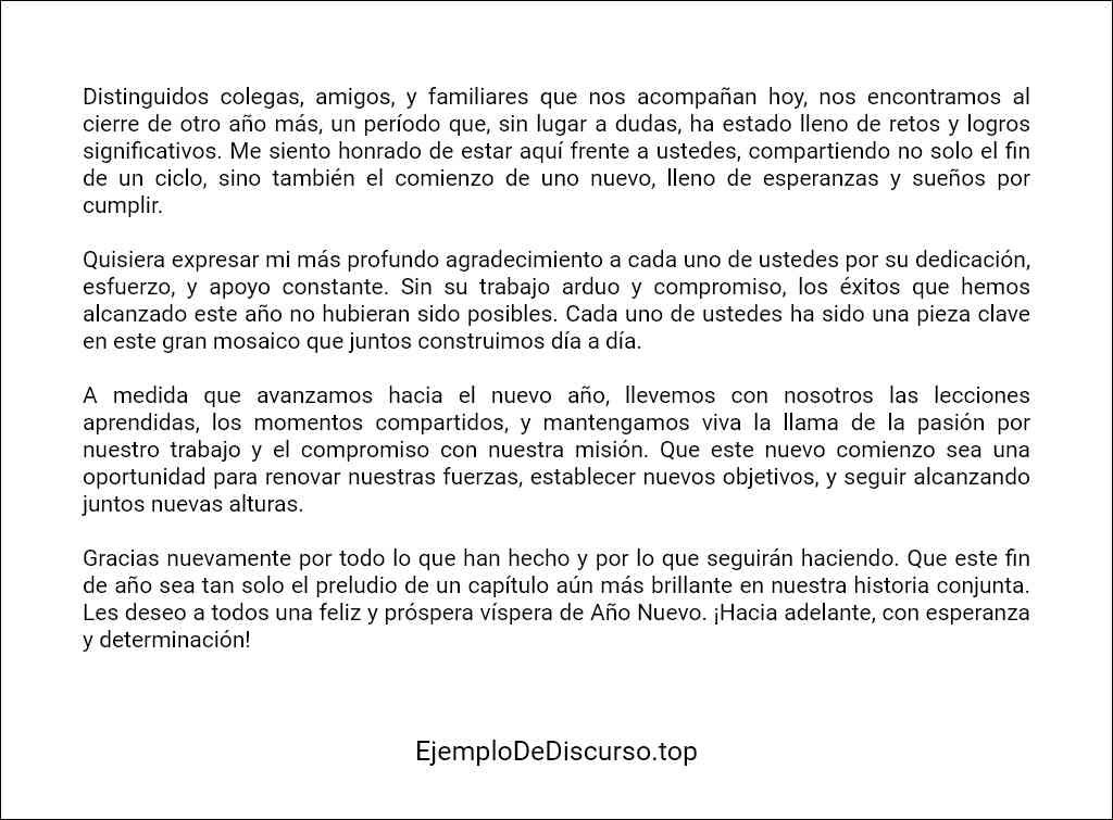 Discurso de agradecimiento de fin de año ejemplos