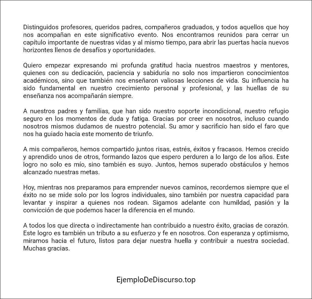 Discurso de agradecimiento de graduación formato