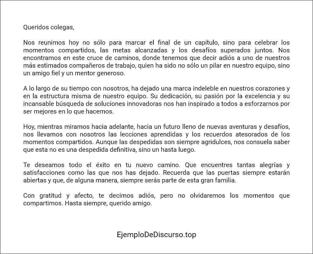 como redactar un Discurso de despedida a un compañero de trabajo 