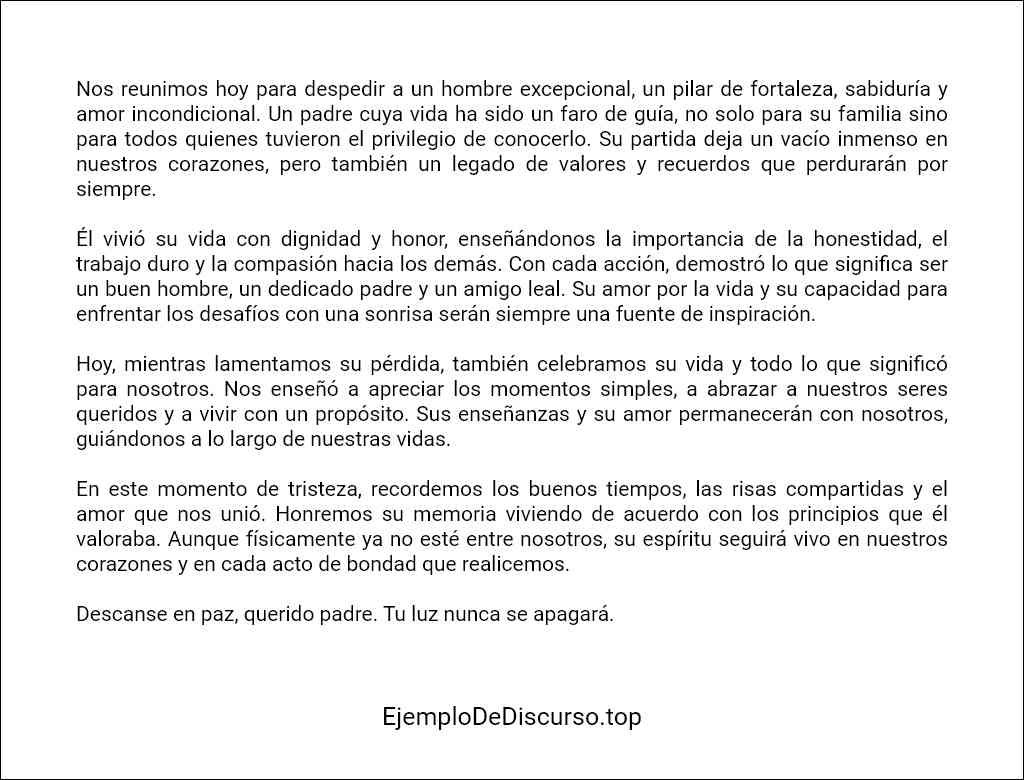 modelo de Discurso para un funeral de un padre