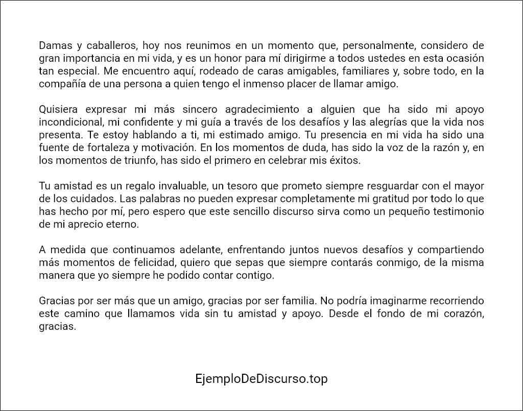 Discurso de agradecimiento a un amigo ejemplo