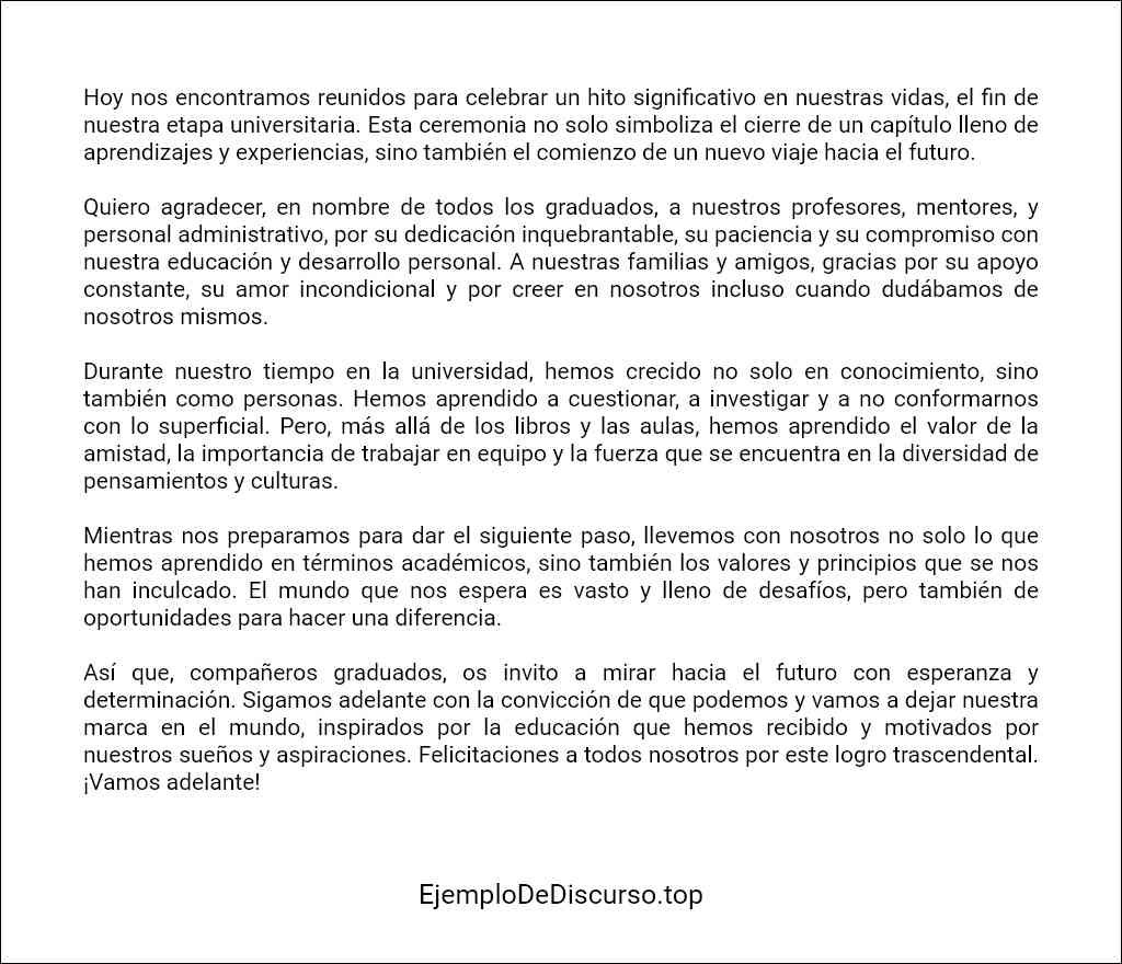 Discurso de fin de curso universitario ejemplos