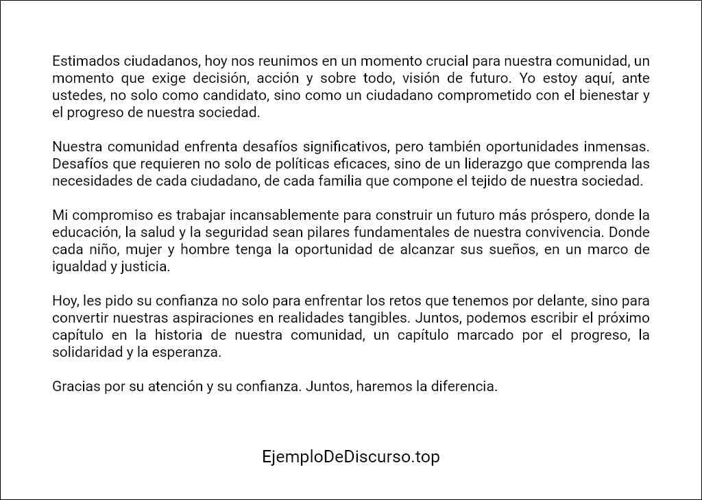 el mejor Discurso político para candidatura corto