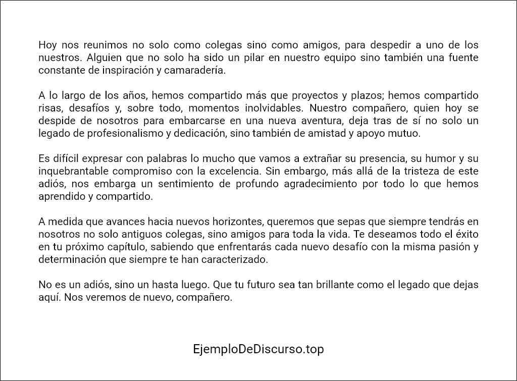 como elaborar un Discurso de despedida a un compañero de trabajo