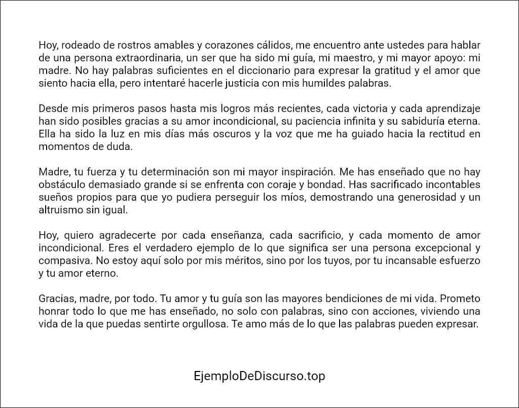 Discurso de agradecimiento a la madre ejemplo