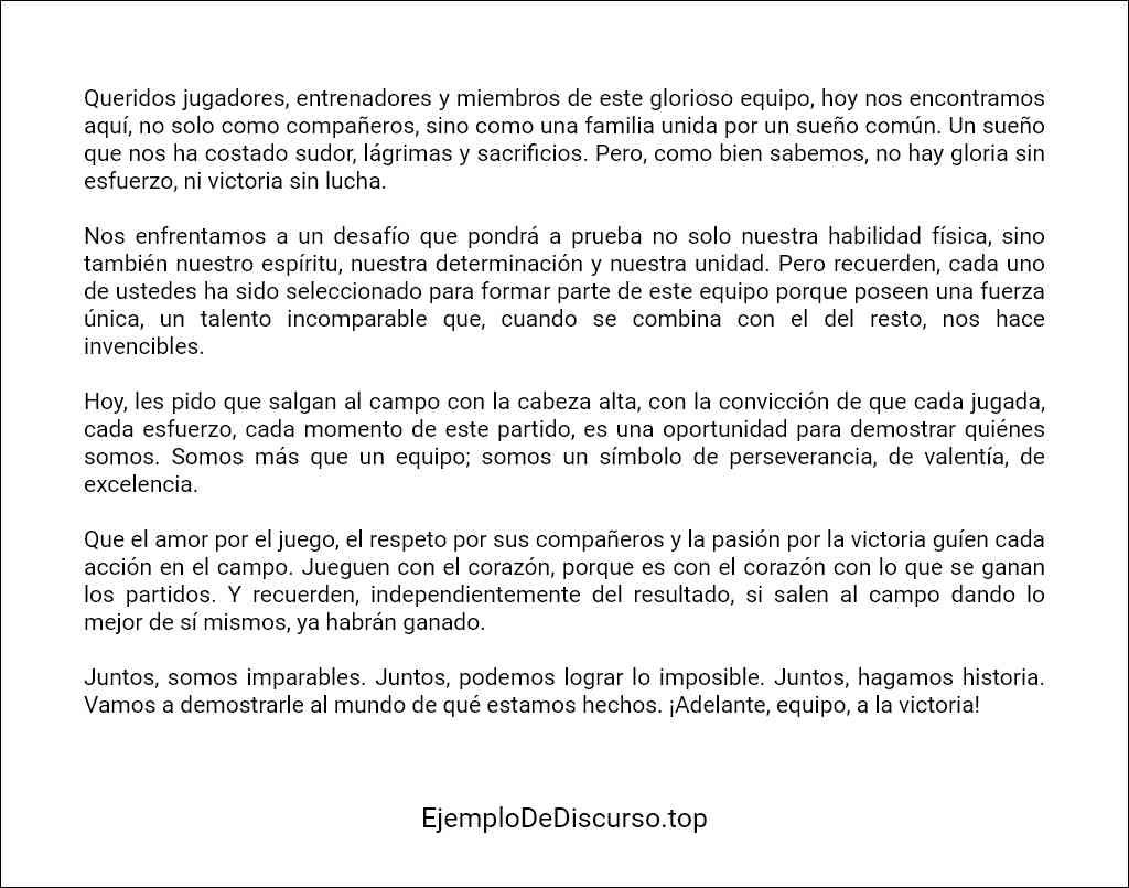 modelo de Discurso para motivar a un equipo de fútbol